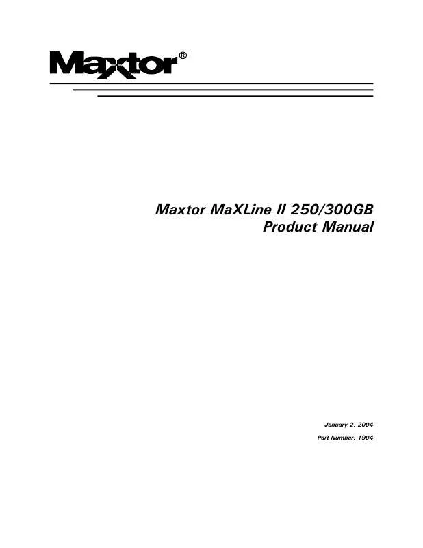Mode d'emploi MAXTOR MAXLINE II 250GB