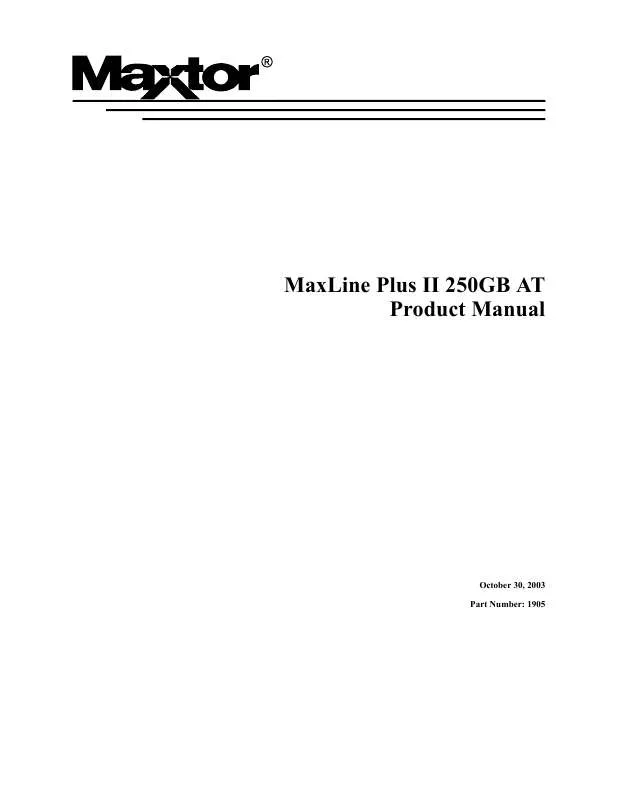 Mode d'emploi MAXTOR MAXLINE PLUS II 250GB