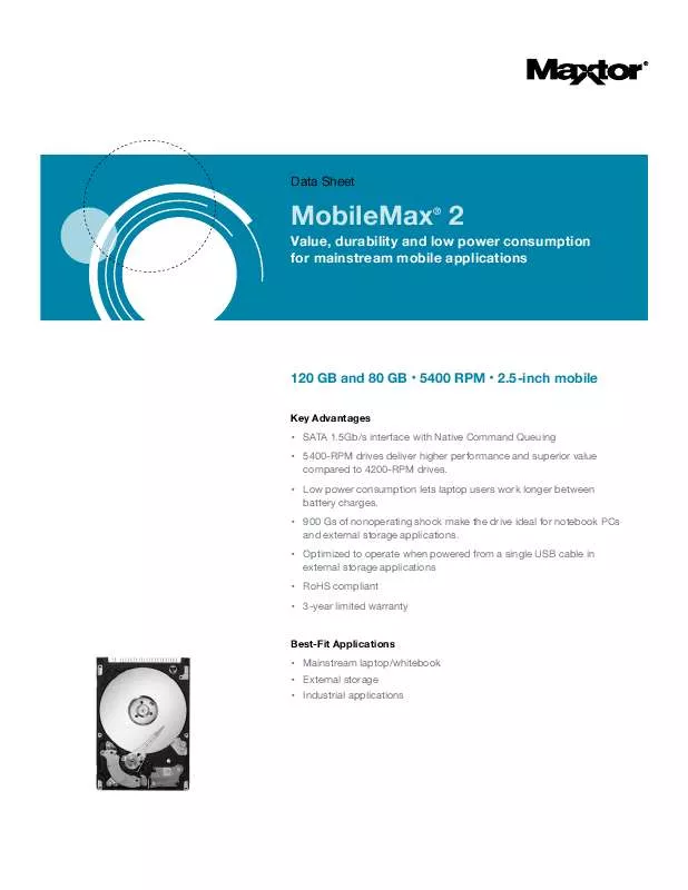 Mode d'emploi MAXTOR MOBILEMAX 2