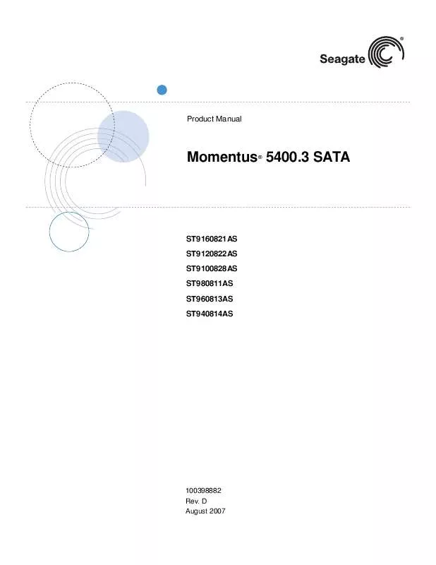 Mode d'emploi MAXTOR MOMENTUS 5400.3 SATA