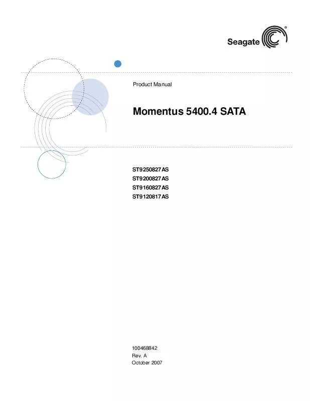 Mode d'emploi MAXTOR MOMENTUS 5400.4 SATA