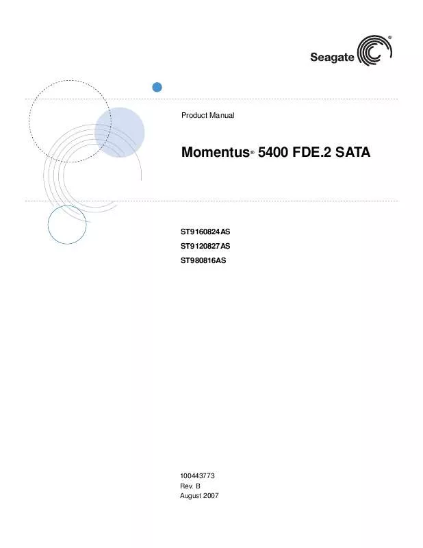 Mode d'emploi MAXTOR MOMENTUS 5400 FDE.2 SATA