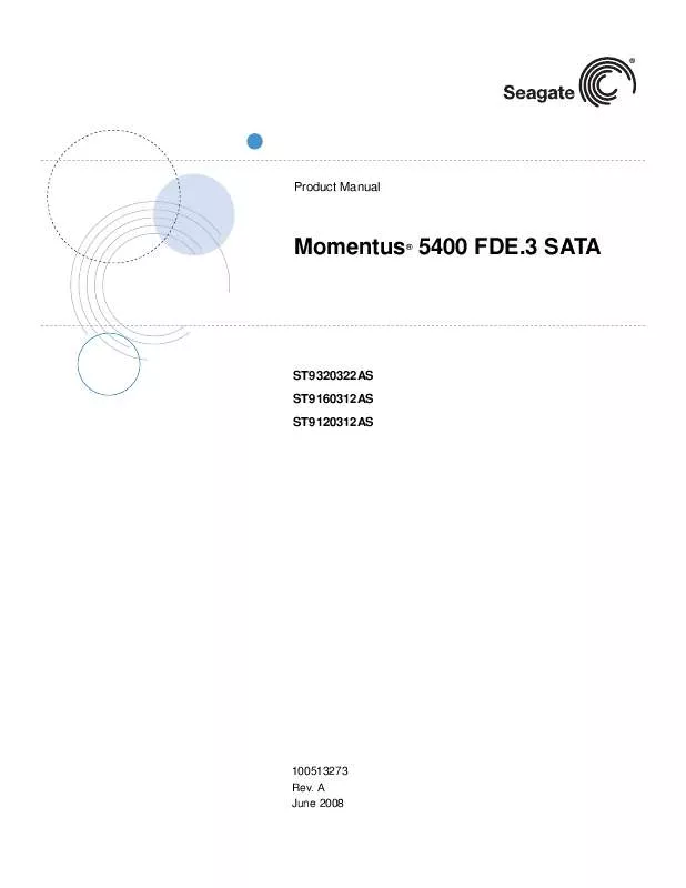 Mode d'emploi MAXTOR MOMENTUS 5400 FDE.3 SATA