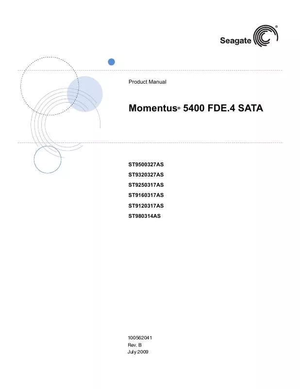 Mode d'emploi MAXTOR MOMENTUS 5400 FDE.4 SATA