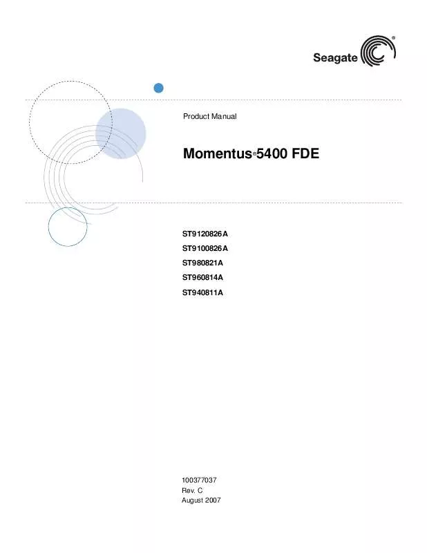 Mode d'emploi MAXTOR MOMENTUS 5400 FDE