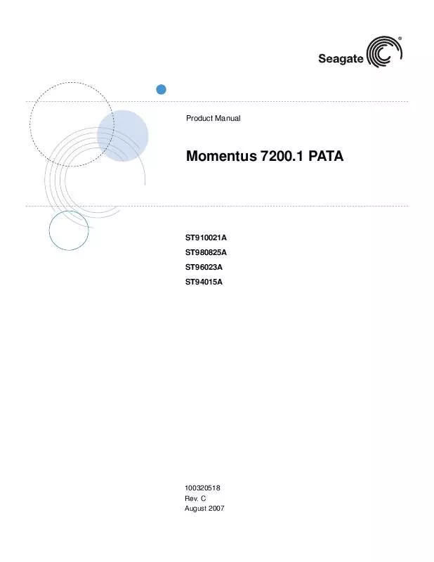 Mode d'emploi MAXTOR MOMENTUS 7200.1 PATA