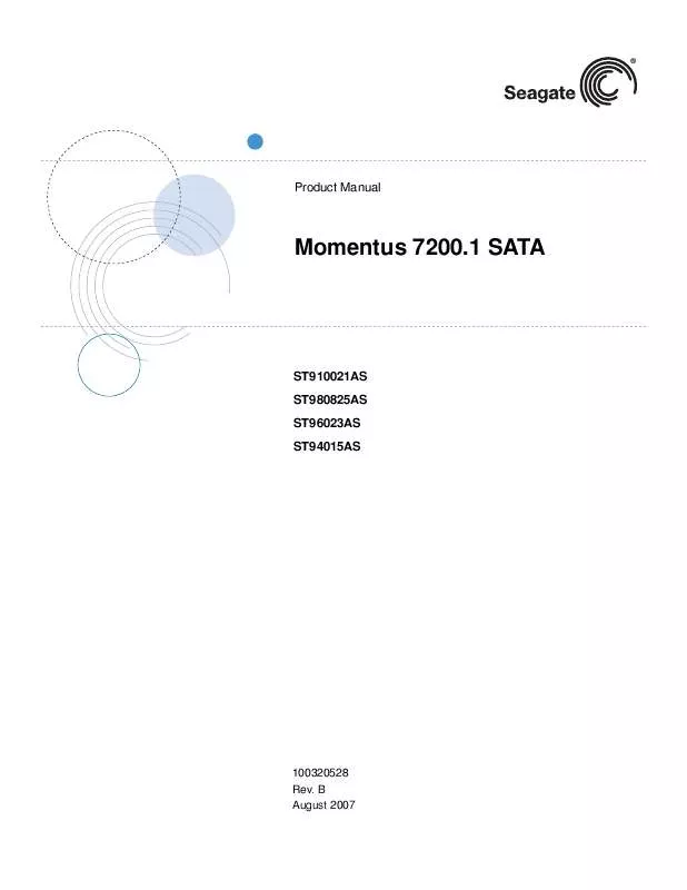 Mode d'emploi MAXTOR MOMENTUS 7200.1 SATA