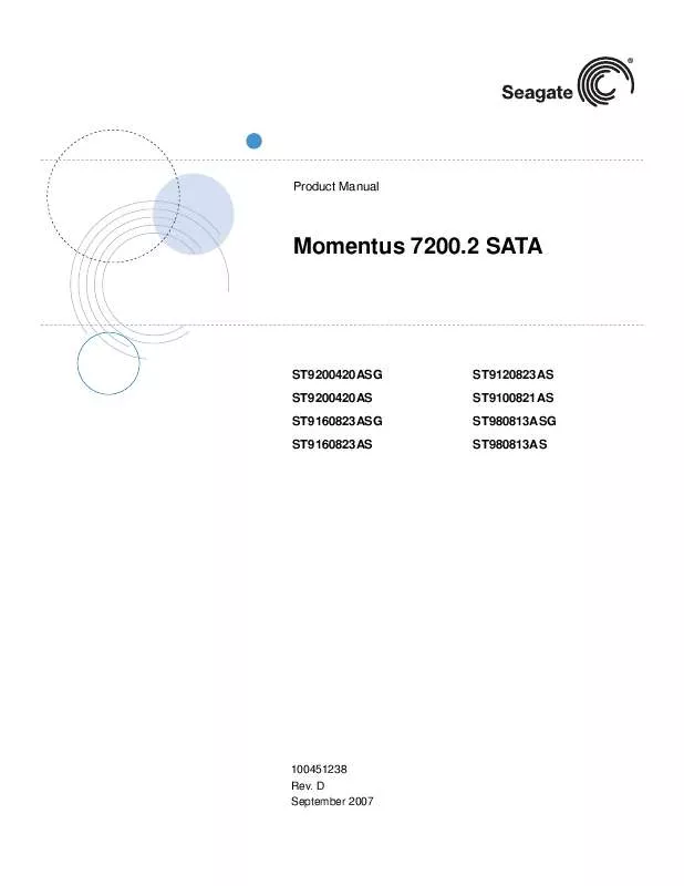 Mode d'emploi MAXTOR MOMENTUS 7200.2 SATA