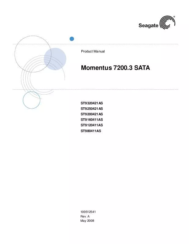 Mode d'emploi MAXTOR MOMENTUS 7200.3 SATA