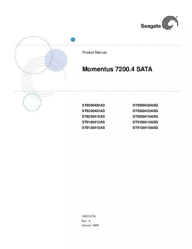 Mode d'emploi MAXTOR MOMENTUS 7200.4 SATA