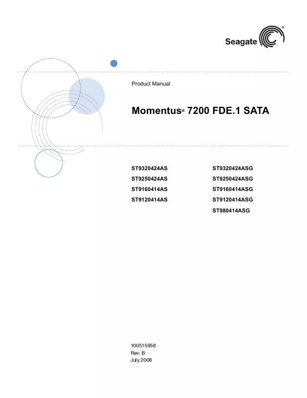 Mode d'emploi MAXTOR MOMENTUS 7200 FDE.1 SATA