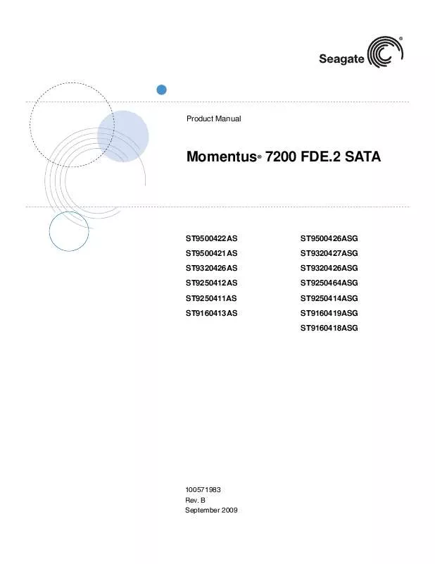 Mode d'emploi MAXTOR MOMENTUS 7200 FDE.2 SATA