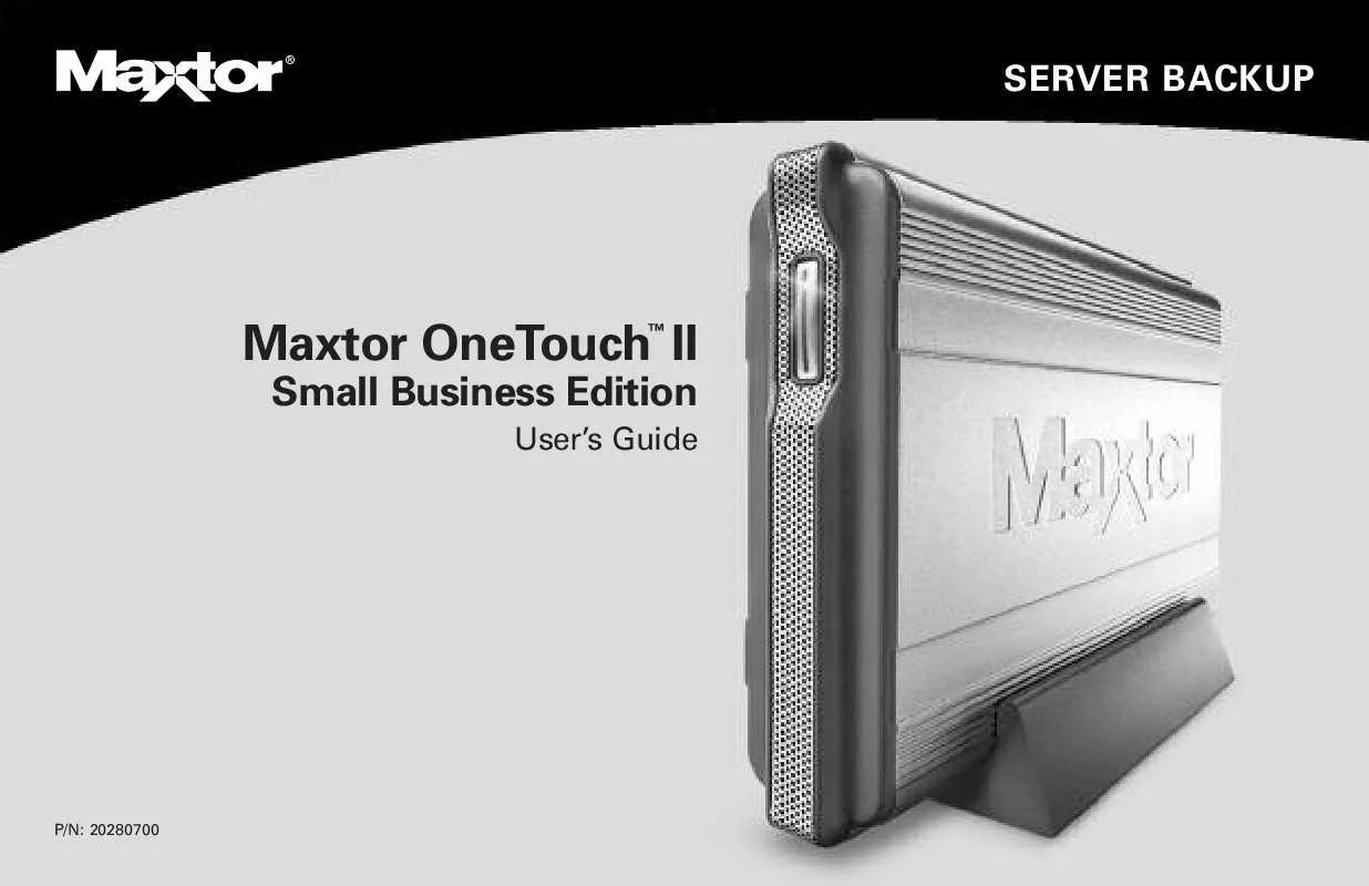 Mode d'emploi MAXTOR ONETOUCH II SMALL BUSINESS
