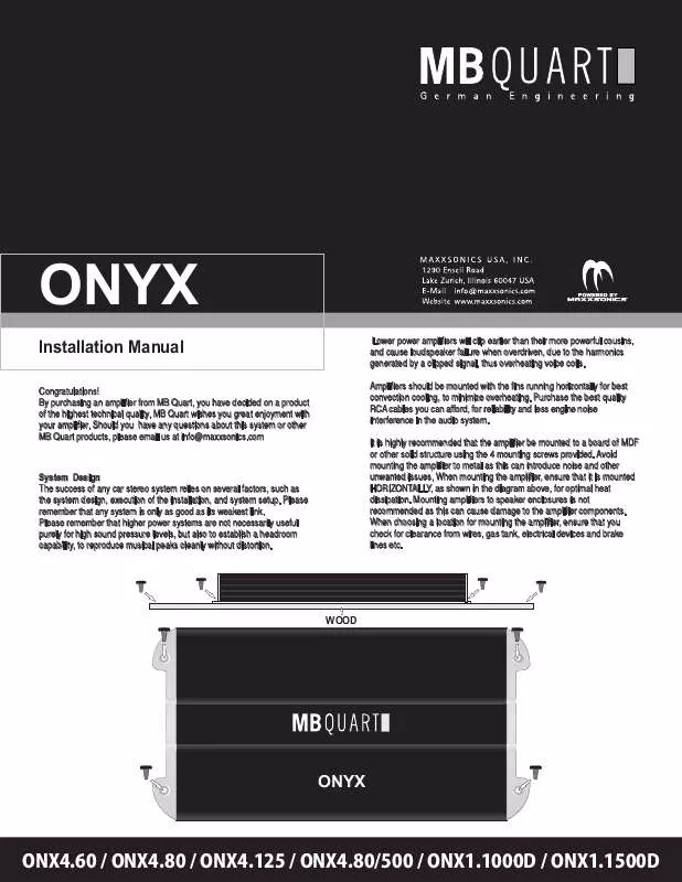 Mode d'emploi MB QUART ONYX