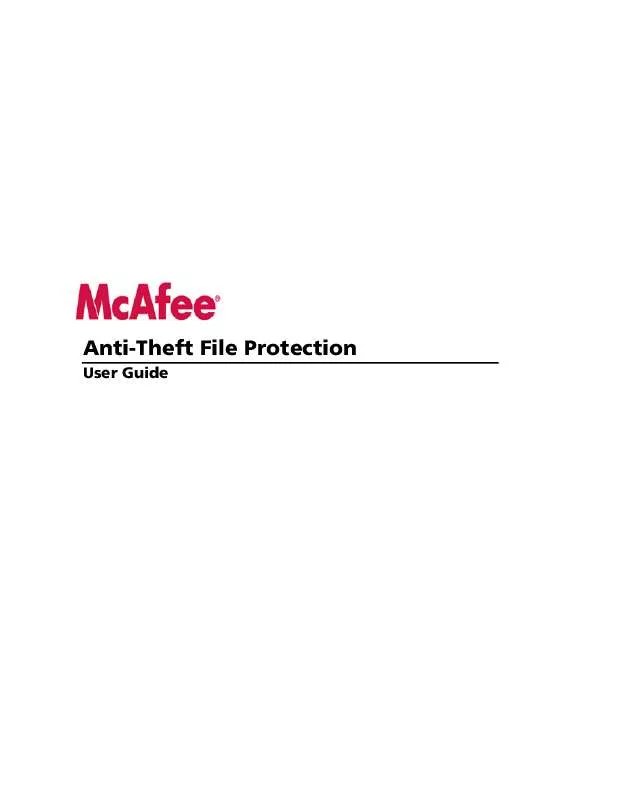 Mode d'emploi MCAFEE ANTI-THEFT FILE PROTECTION