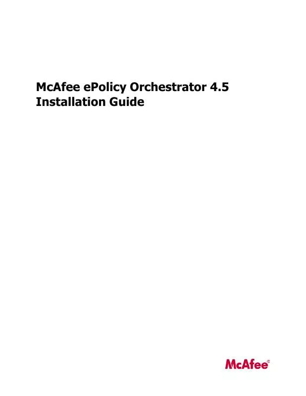 Mode d'emploi MCAFEE EPOLICY ORCHESTRATOR 4.5