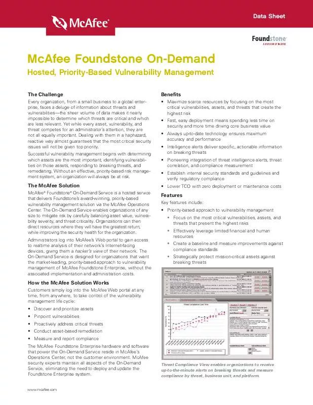 Mode d'emploi MCAFEE FOUNDSTONE ON-DEMAND