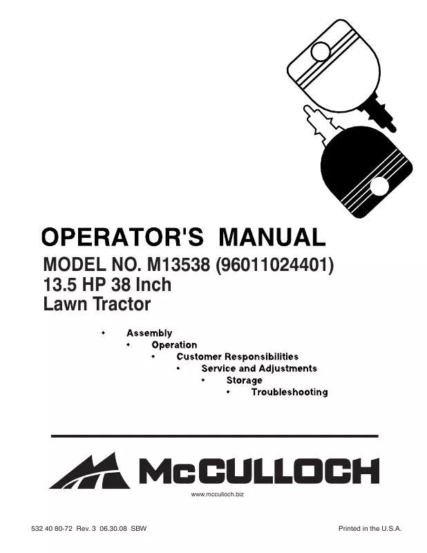 Mode d'emploi MCCULLOCH M13538