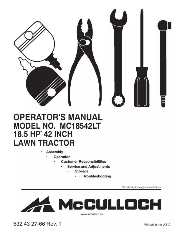 Mode d'emploi MCCULLOCH MC18542LT