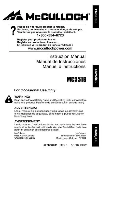 Mode d'emploi MCCULLOCH MC3516