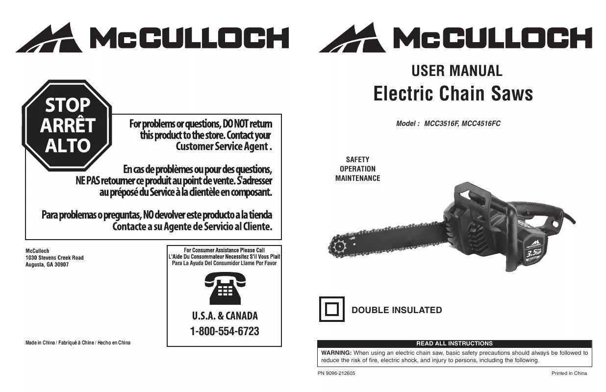 Mode d'emploi MCCULLOCH MCC3516F