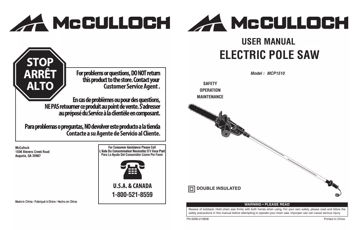 Mode d'emploi MCCULLOCH MCP1510