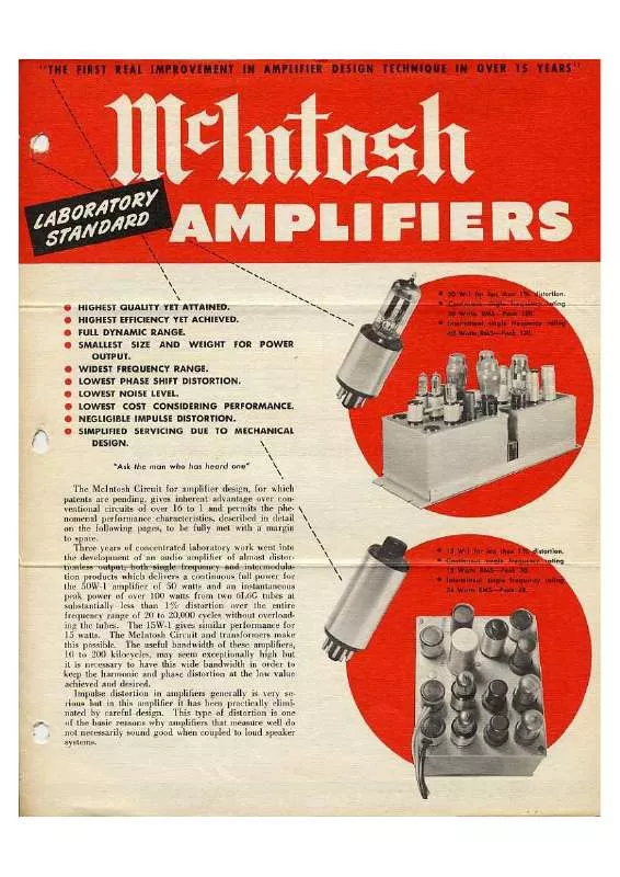 Mode d'emploi MCINTOSH 1949