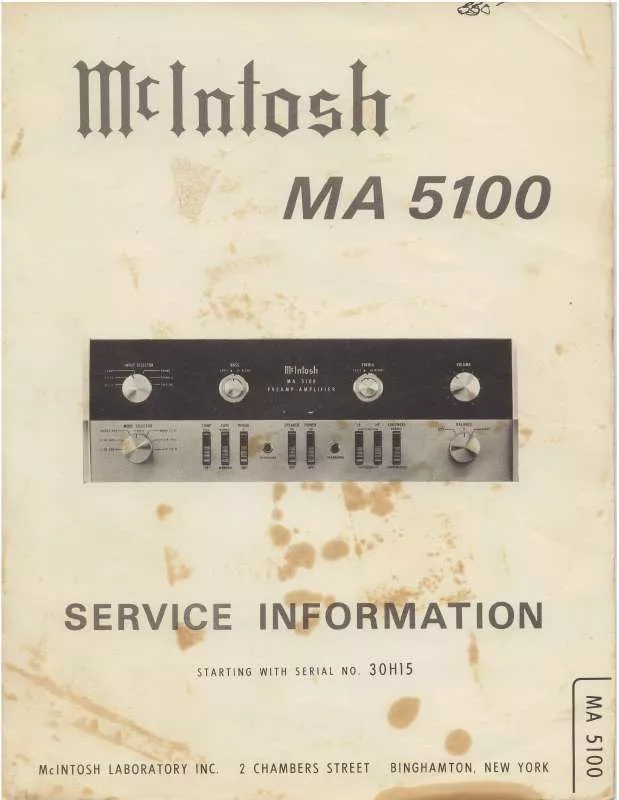 Mode d'emploi MCINTOSH MA 5100