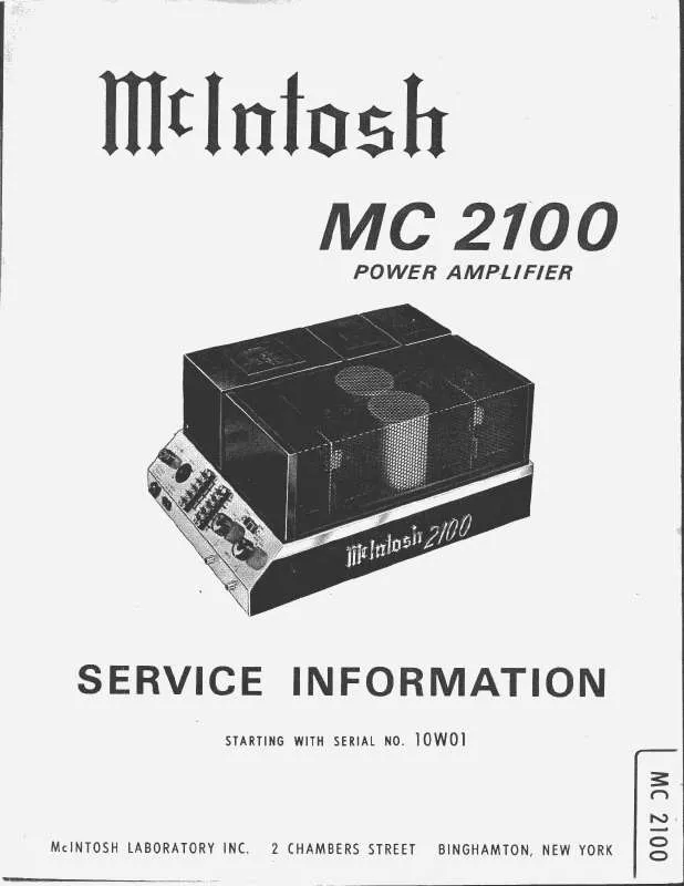 Mode d'emploi MCINTOSH MC 2100