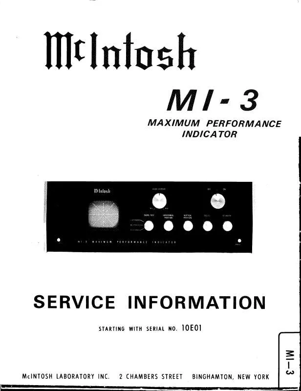 Mode d'emploi MCINTOSH MI-3