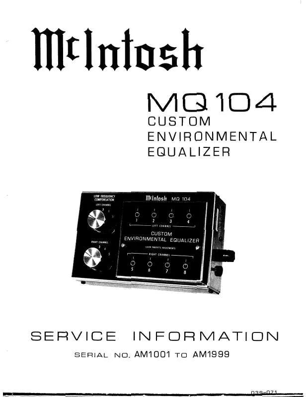 Mode d'emploi MCINTOSH MQ 104