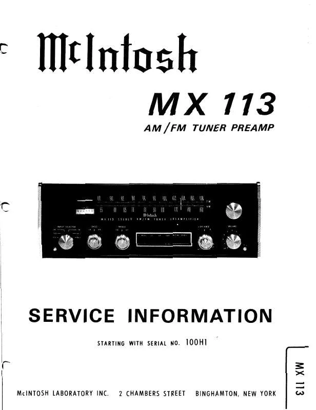 Mode d'emploi MCINTOSH MX 113