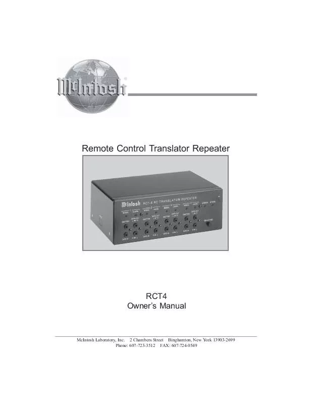 Mode d'emploi MCINTOSH RCT-4 REMOTE TRANSLATOR