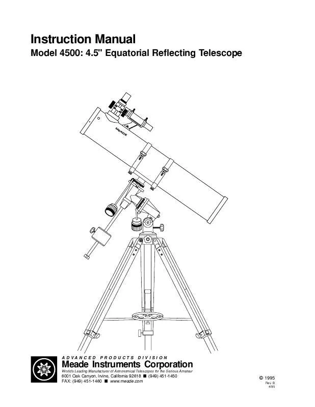 Mode d'emploi MEADE 4500 4.5 EQUATORIAL REFLECTING TELESCOPE