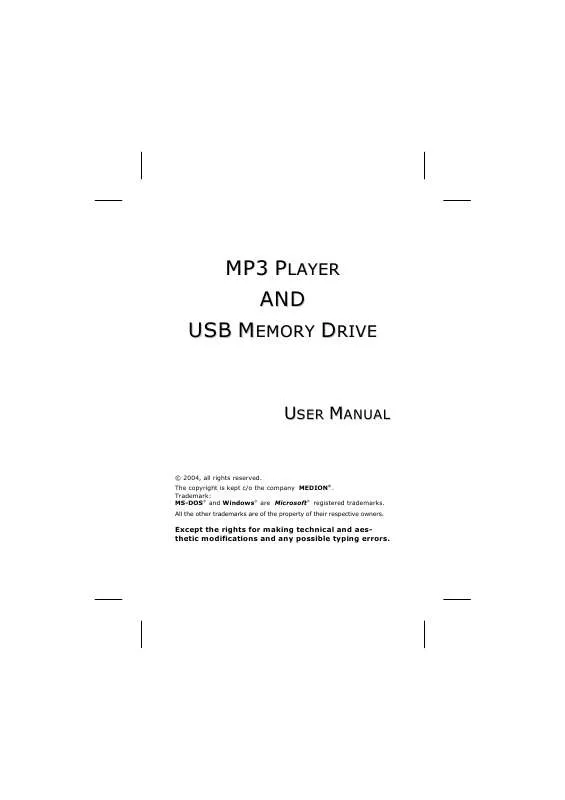 Mode d'emploi MEDION MP3 USB MEMORY DRIVE MD 41512