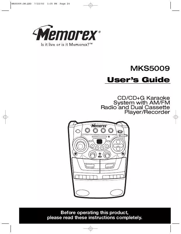 Mode d'emploi MEMOREX MKS5009OM