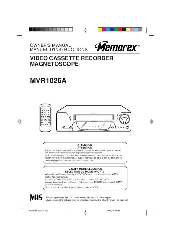 Mode d'emploi MEMOREX MVR1026AOM