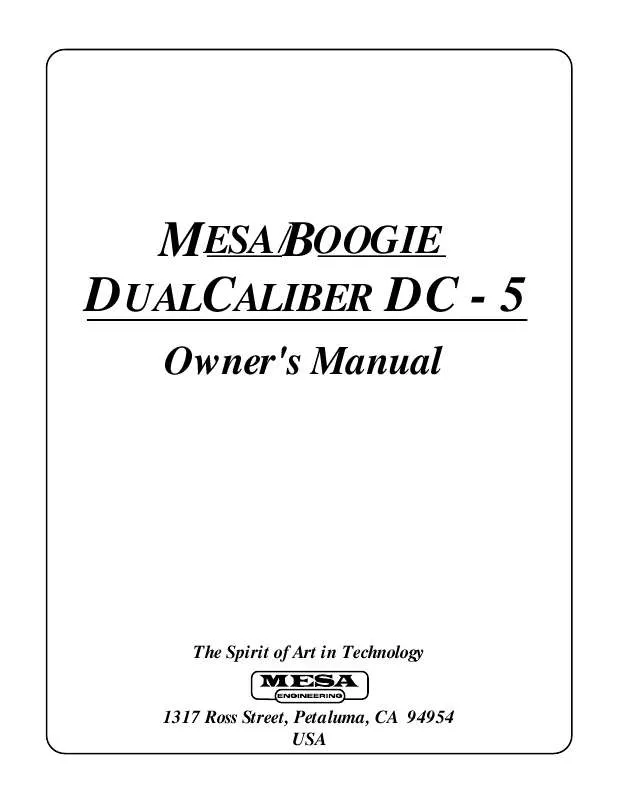 Mode d'emploi MESA BOOGIE DUAL CALIBRER DC-5