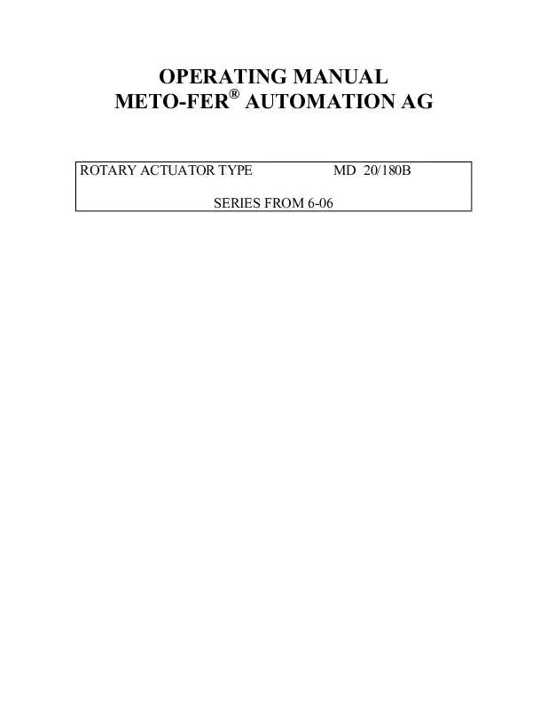 Mode d'emploi METO-FER MD 20-180B