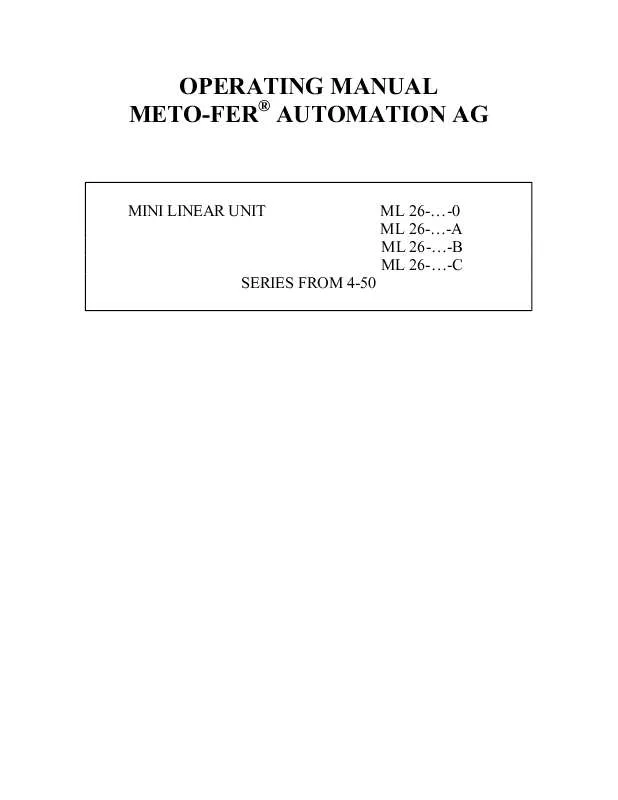 Mode d'emploi METO-FER ML 26