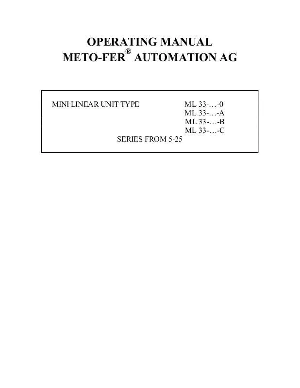 Mode d'emploi METO-FER ML 33