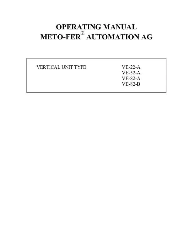 Mode d'emploi METO-FER VE-82-A