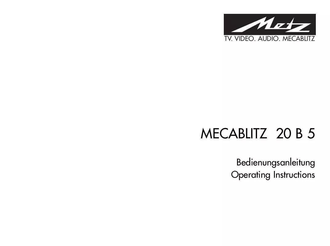 Mode d'emploi METZ MECABLITZ 20 B 5