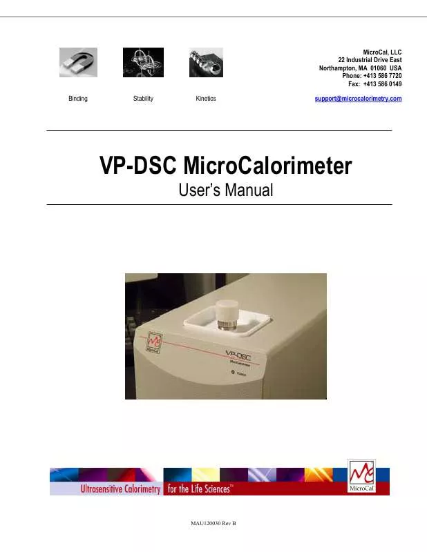Mode d'emploi MICROCAL VP-DSC