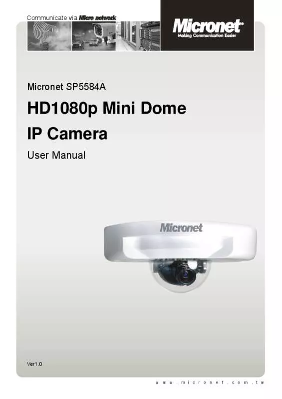 Mode d'emploi MICRONET HD1080O MINI DOME IP CAMERA