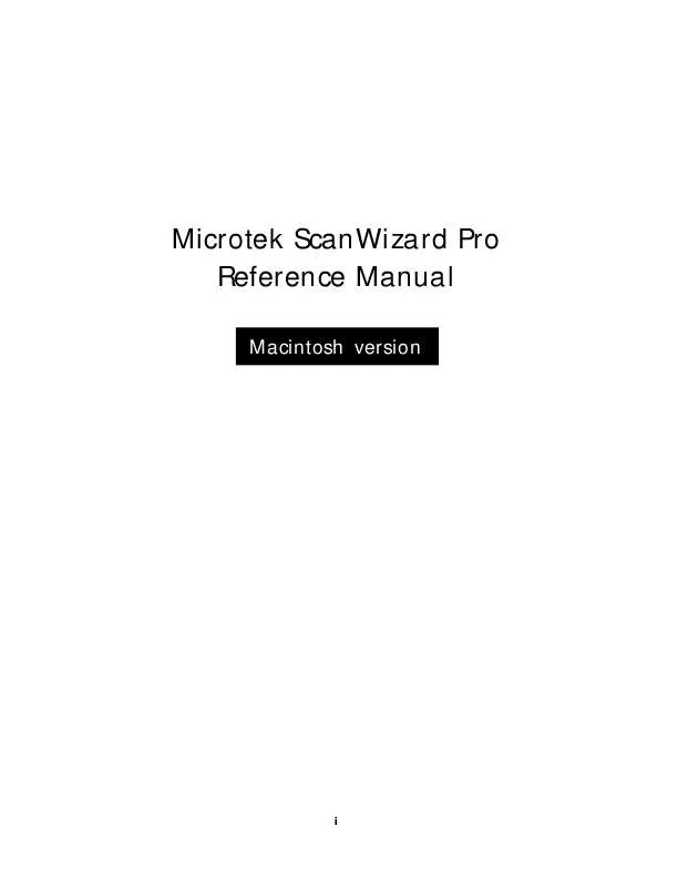 Mode d'emploi MICROTEK MAC R SWPRO 1001