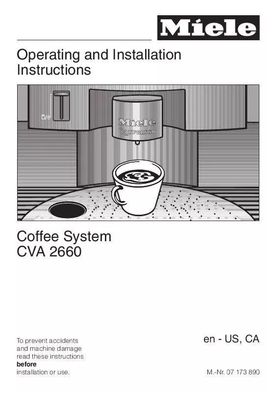 Mode d'emploi MIELE CVA 2660 CAPSULE-DRIVEN COFFEE SYSTEM
