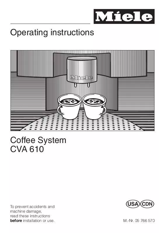 Mode d'emploi MIELE CVA 610 COFFEE SYSTEM