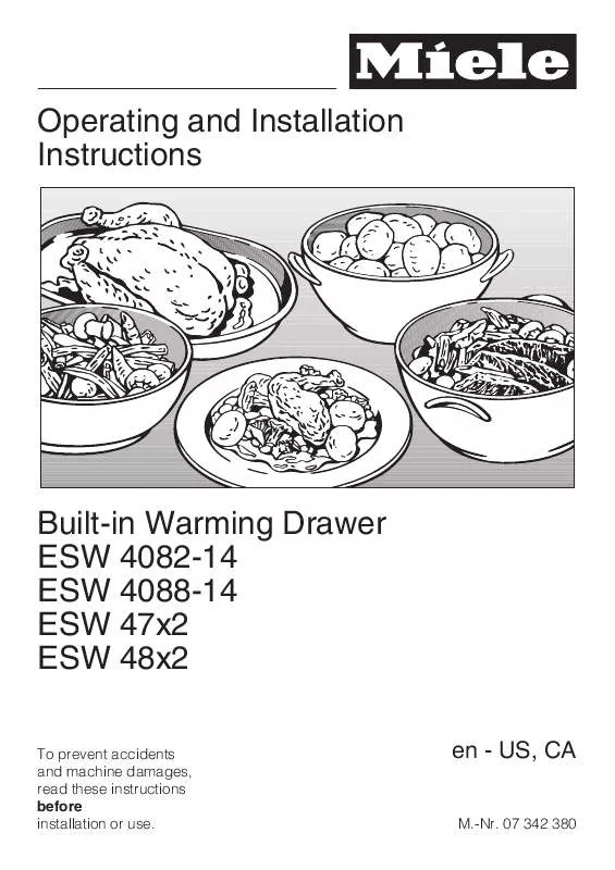 Mode d'emploi MIELE ESW 4082-14 FOOD WARMING DRAWER