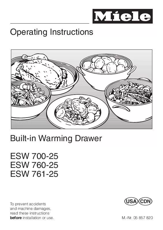 Mode d'emploi MIELE ESW 700-25 FOOD WARMING DRAWER